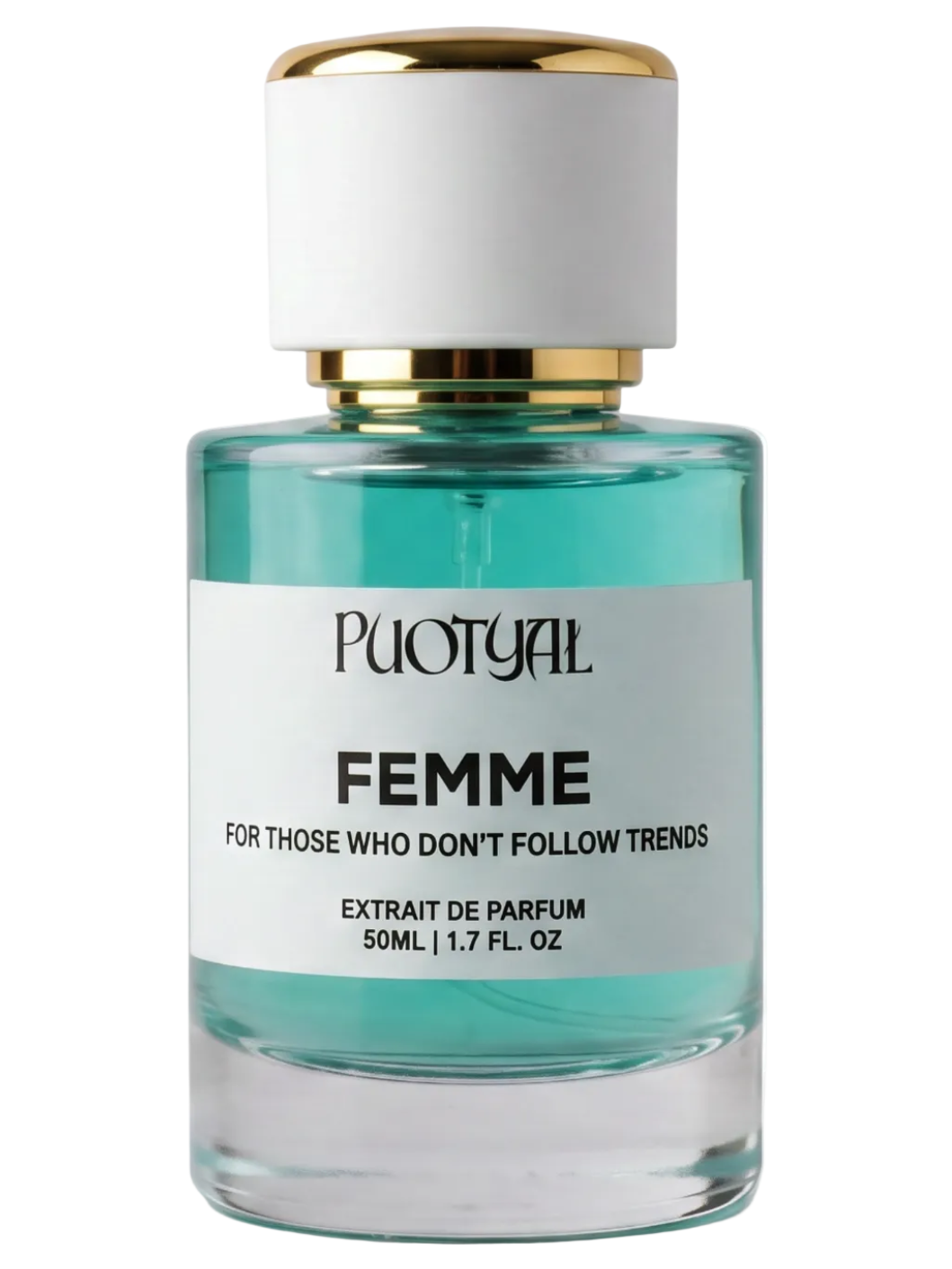 Discover Femme by Puotyal, a fresh aquatic perfume for women inspired by Cool Water. Long-lasting, EDC-free fragrance with floral and marine notes.
