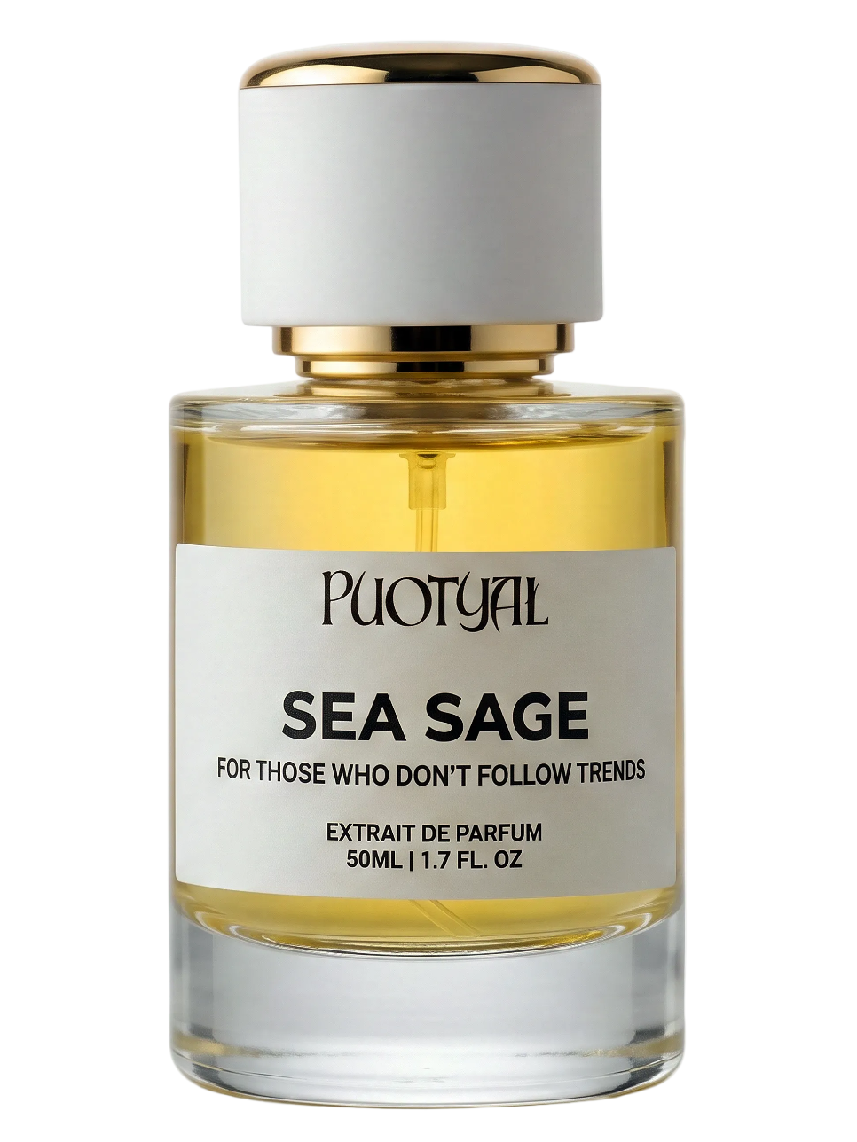 Sea Sage by Puotyal Fresh, aquatic, woody Extrait de Parfum , The crisp citrus opening blends seamlessly with marine freshness and refined woody notes, creating a versatile scent that's perfect for office wear, casual outings, and warm-weather occasions. Ideal for men who appreciate a clean, masculine fragrance with exceptional longevity.